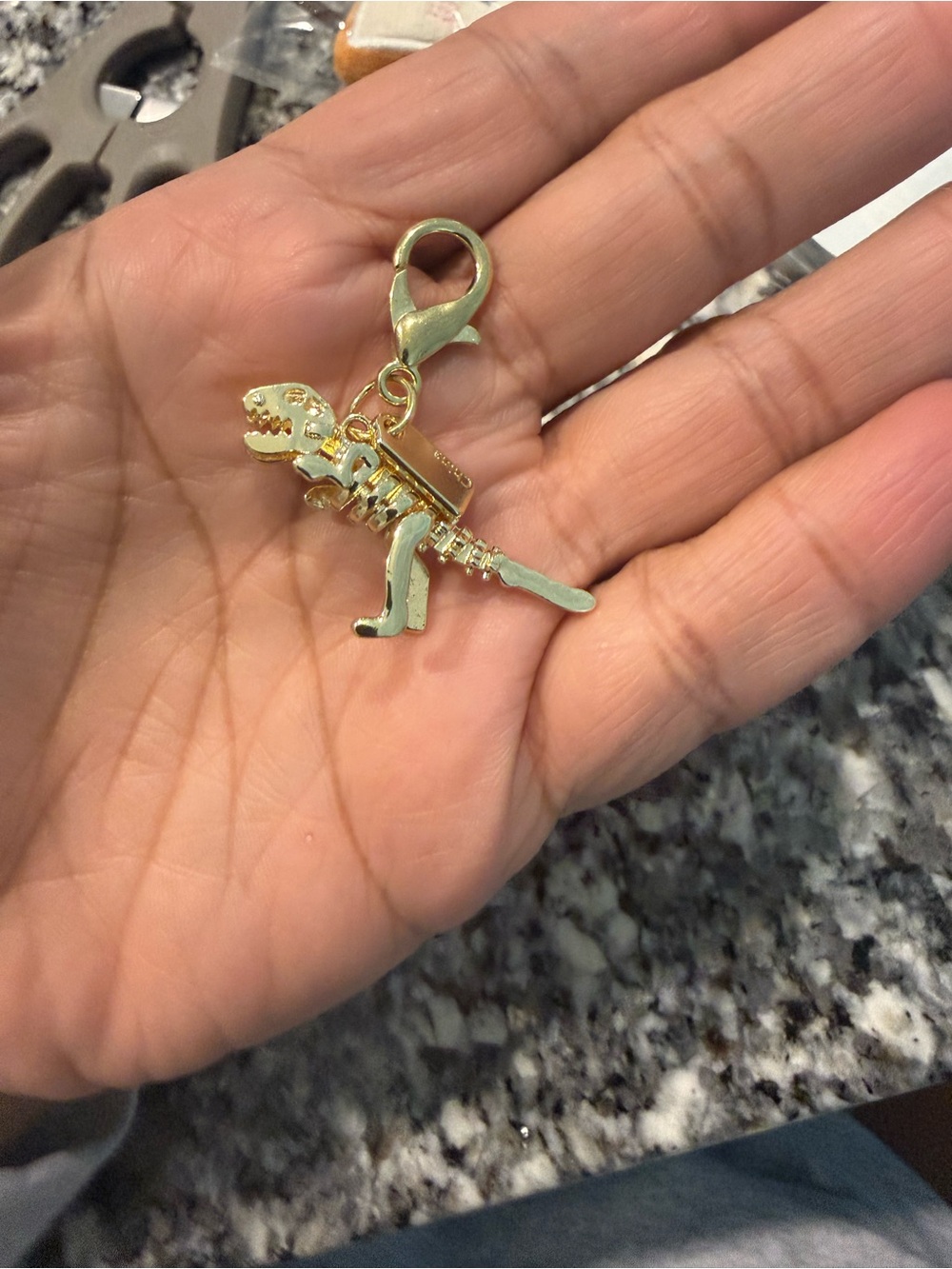 Gold-tone T-Rex 🦖 Dinosaur Charm Keyring
